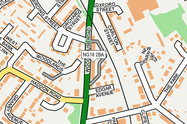 NG18 2BA map - OS OpenMap – Local (Ordnance Survey)