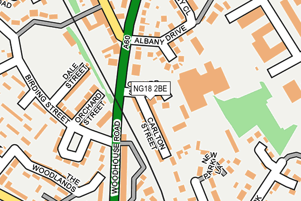 NG18 2BE map - OS OpenMap – Local (Ordnance Survey)