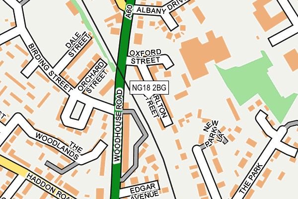 NG18 2BG map - OS OpenMap – Local (Ordnance Survey)