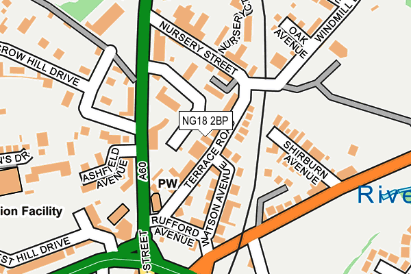 NG18 2BP map - OS OpenMap – Local (Ordnance Survey)