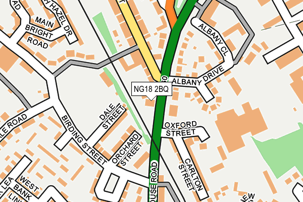 NG18 2BQ map - OS OpenMap – Local (Ordnance Survey)