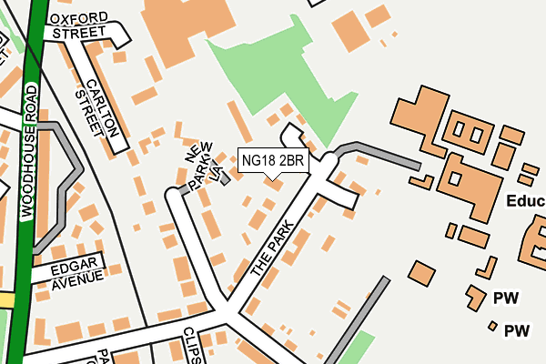 NG18 2BR map - OS OpenMap – Local (Ordnance Survey)