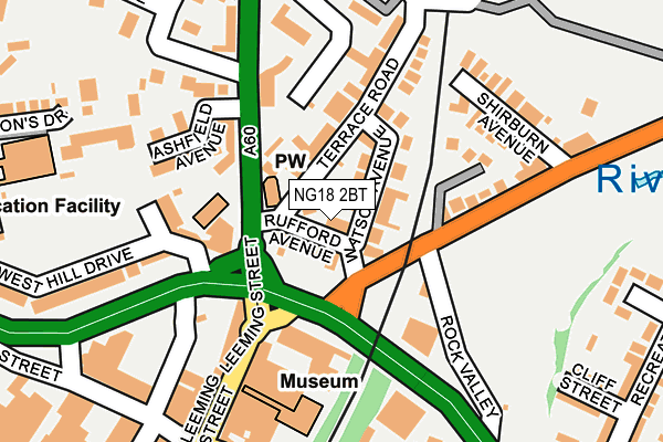 NG18 2BT map - OS OpenMap – Local (Ordnance Survey)