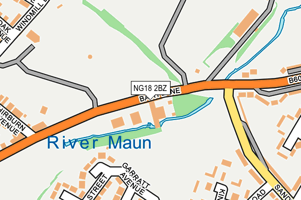 NG18 2BZ map - OS OpenMap – Local (Ordnance Survey)
