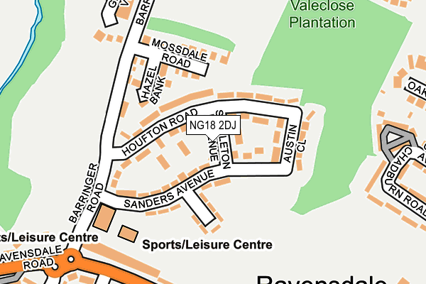 NG18 2DJ map - OS OpenMap – Local (Ordnance Survey)