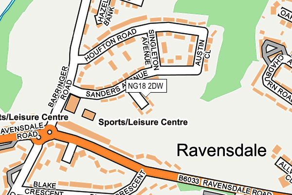 NG18 2DW map - OS OpenMap – Local (Ordnance Survey)