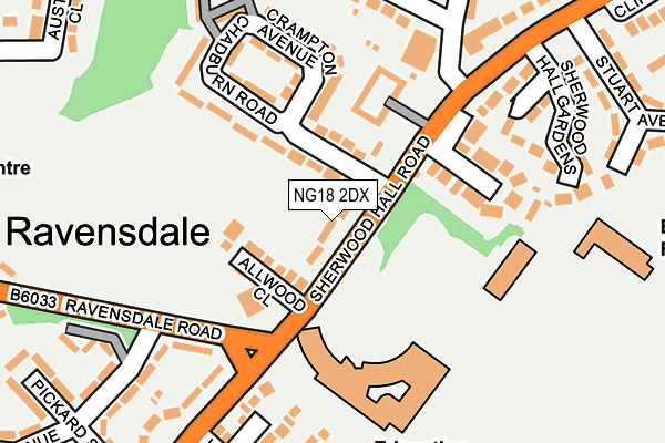 NG18 2DX map - OS OpenMap – Local (Ordnance Survey)