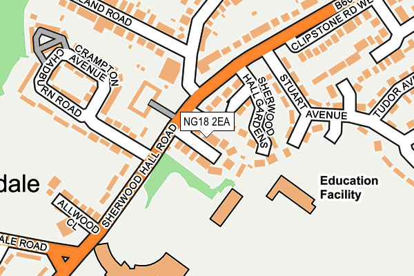 NG18 2EA map - OS OpenMap – Local (Ordnance Survey)