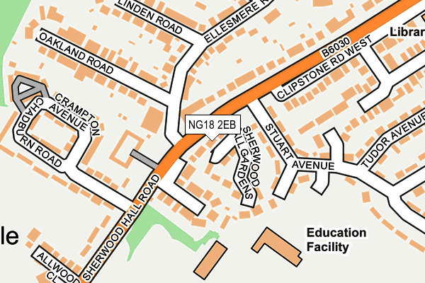 NG18 2EB map - OS OpenMap – Local (Ordnance Survey)