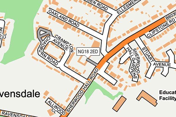 NG18 2ED map - OS OpenMap – Local (Ordnance Survey)