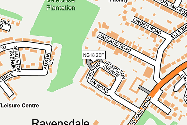 NG18 2EF map - OS OpenMap – Local (Ordnance Survey)