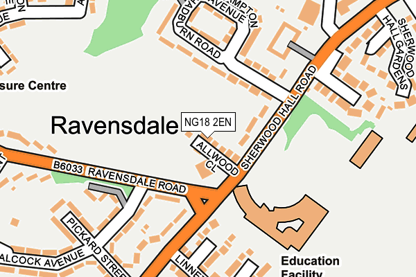 NG18 2EN map - OS OpenMap – Local (Ordnance Survey)