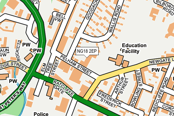 NG18 2EP map - OS OpenMap – Local (Ordnance Survey)