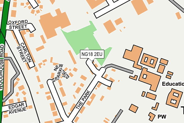 NG18 2EU map - OS OpenMap – Local (Ordnance Survey)
