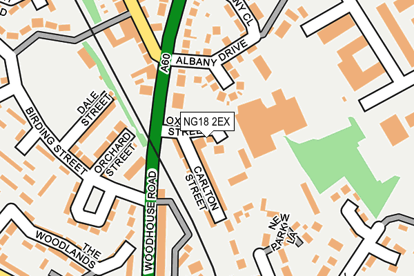 NG18 2EX map - OS OpenMap – Local (Ordnance Survey)