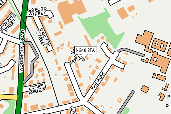 NG18 2FA map - OS OpenMap – Local (Ordnance Survey)