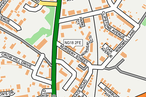 NG18 2FE map - OS OpenMap – Local (Ordnance Survey)