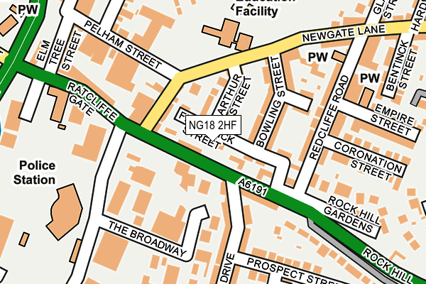 NG18 2HF map - OS OpenMap – Local (Ordnance Survey)