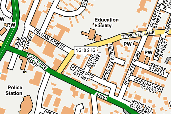 NG18 2HG map - OS OpenMap – Local (Ordnance Survey)