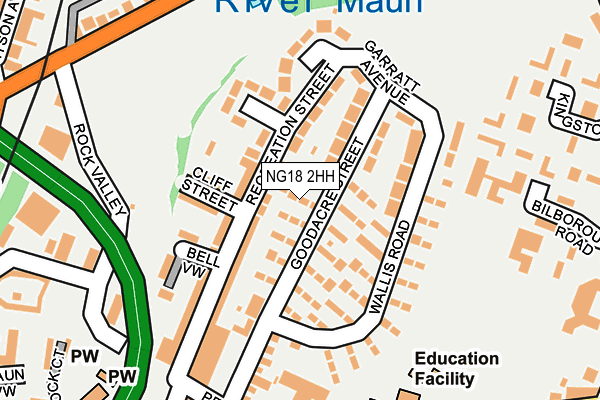 NG18 2HH map - OS OpenMap – Local (Ordnance Survey)