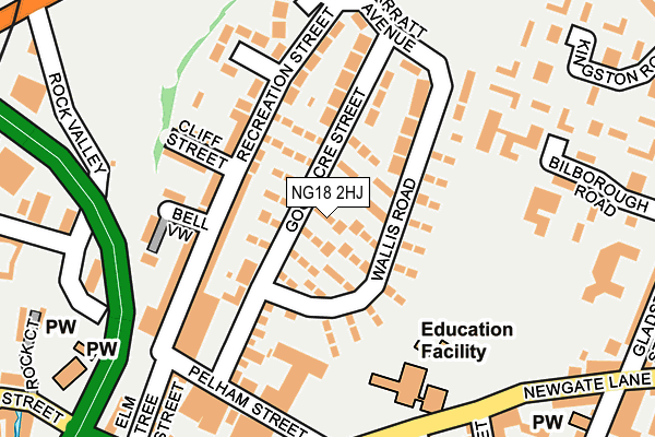 NG18 2HJ map - OS OpenMap – Local (Ordnance Survey)