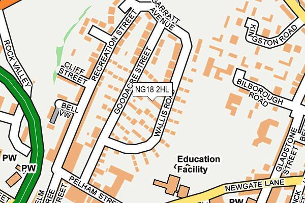 NG18 2HL map - OS OpenMap – Local (Ordnance Survey)