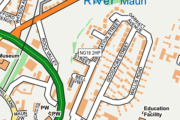 NG18 2HP map - OS OpenMap – Local (Ordnance Survey)