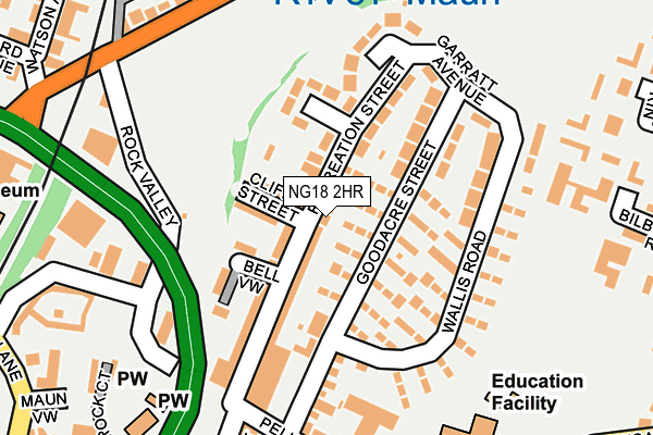 NG18 2HR map - OS OpenMap – Local (Ordnance Survey)