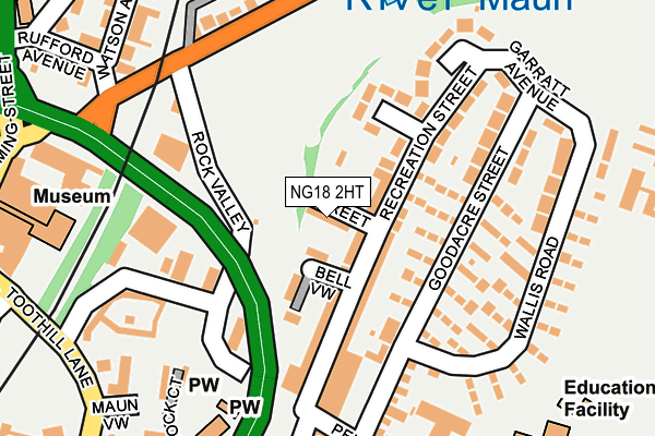 NG18 2HT map - OS OpenMap – Local (Ordnance Survey)