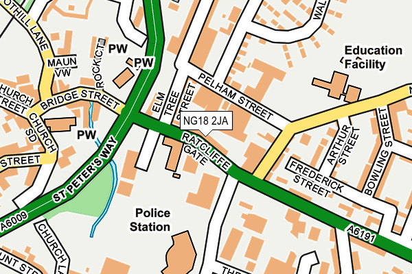 NG18 2JA map - OS OpenMap – Local (Ordnance Survey)