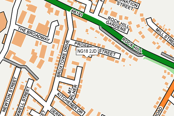 NG18 2JD map - OS OpenMap – Local (Ordnance Survey)