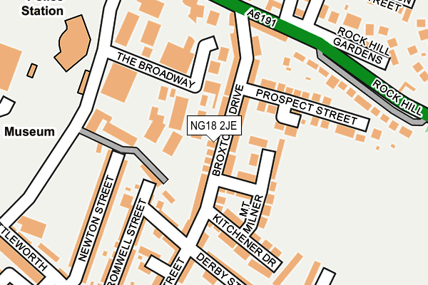 NG18 2JE map - OS OpenMap – Local (Ordnance Survey)