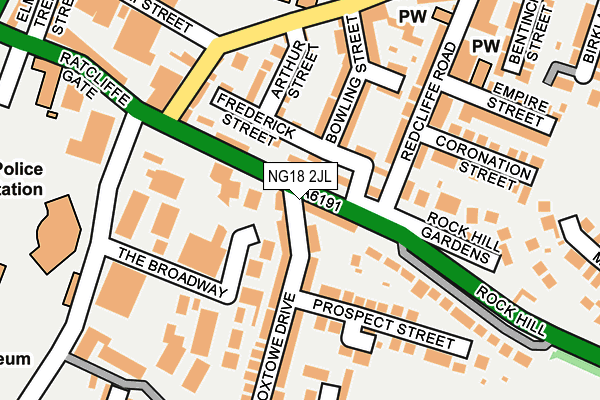 NG18 2JL map - OS OpenMap – Local (Ordnance Survey)