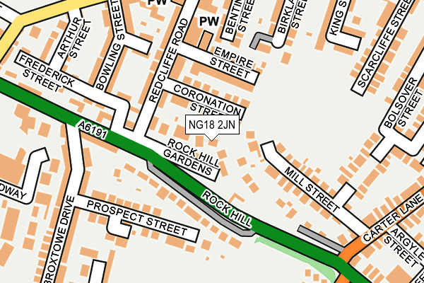 NG18 2JN map - OS OpenMap – Local (Ordnance Survey)
