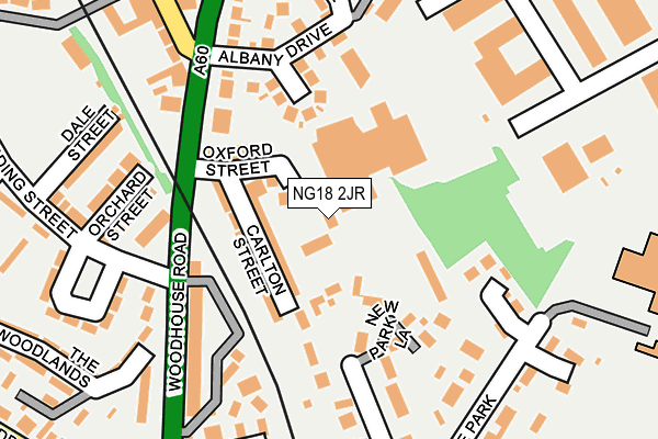 NG18 2JR map - OS OpenMap – Local (Ordnance Survey)