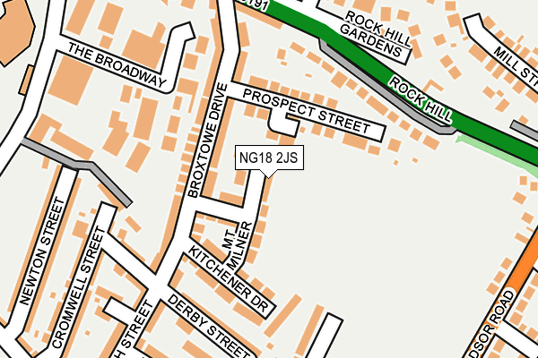 NG18 2JS map - OS OpenMap – Local (Ordnance Survey)