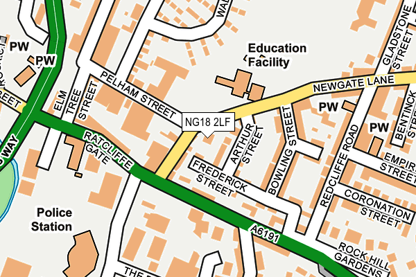 NG18 2LF map - OS OpenMap – Local (Ordnance Survey)