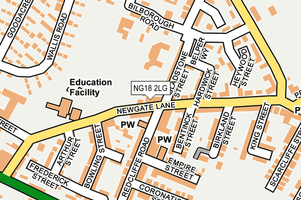 NG18 2LG map - OS OpenMap – Local (Ordnance Survey)