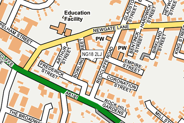 NG18 2LJ map - OS OpenMap – Local (Ordnance Survey)