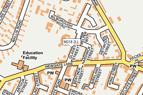 NG18 2LL map - OS OpenMap – Local (Ordnance Survey)