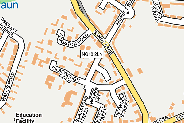NG18 2LN map - OS OpenMap – Local (Ordnance Survey)