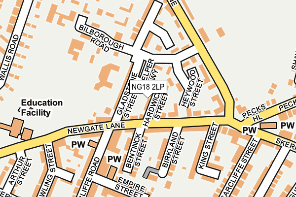 NG18 2LP map - OS OpenMap – Local (Ordnance Survey)