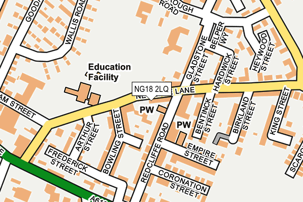 NG18 2LQ map - OS OpenMap – Local (Ordnance Survey)