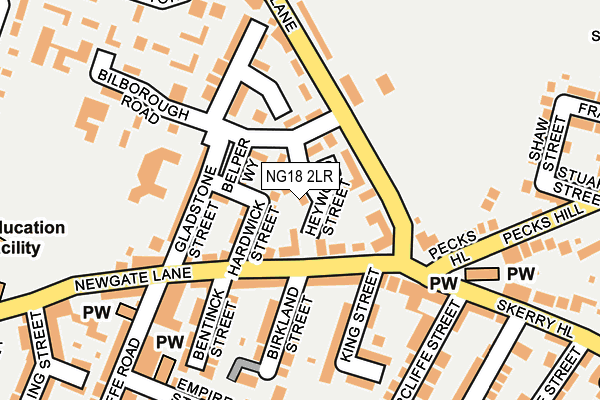 NG18 2LR map - OS OpenMap – Local (Ordnance Survey)