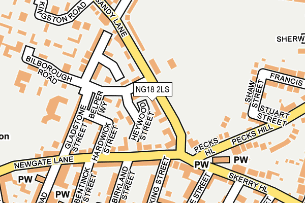 NG18 2LS map - OS OpenMap – Local (Ordnance Survey)