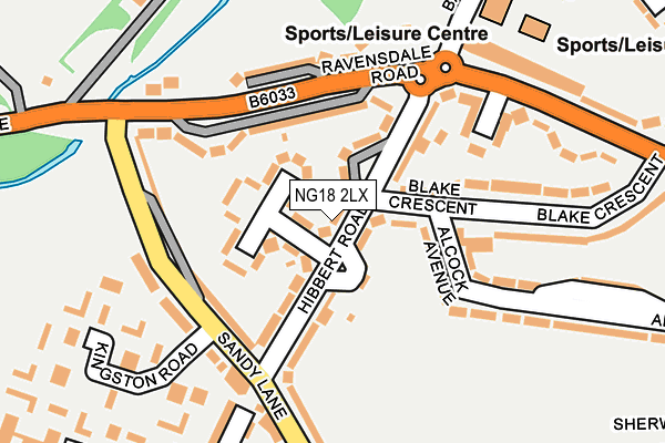 NG18 2LX map - OS OpenMap – Local (Ordnance Survey)