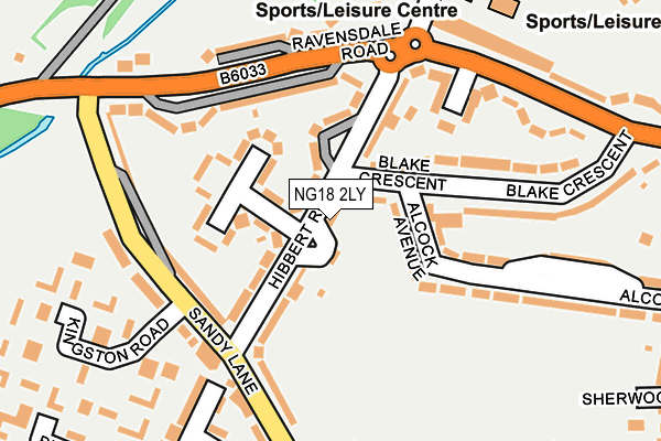 NG18 2LY map - OS OpenMap – Local (Ordnance Survey)