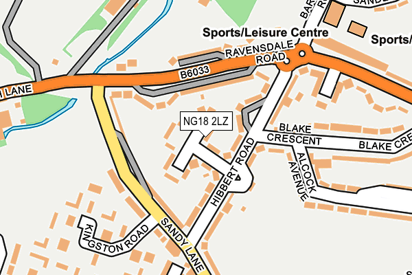 NG18 2LZ map - OS OpenMap – Local (Ordnance Survey)