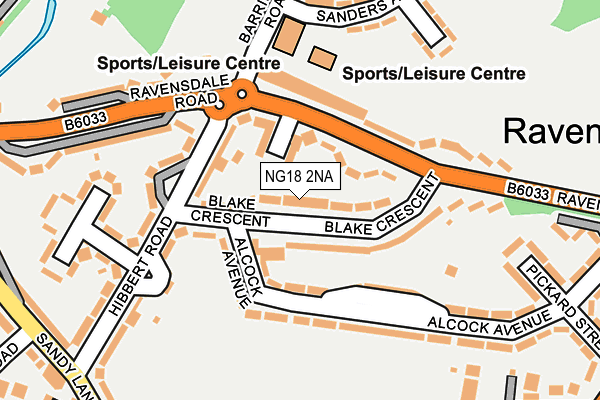 NG18 2NA map - OS OpenMap – Local (Ordnance Survey)