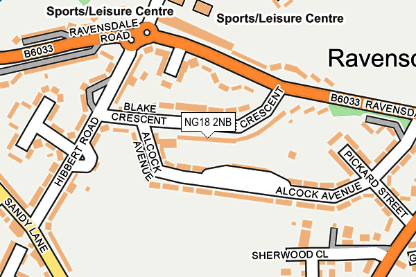 NG18 2NB map - OS OpenMap – Local (Ordnance Survey)